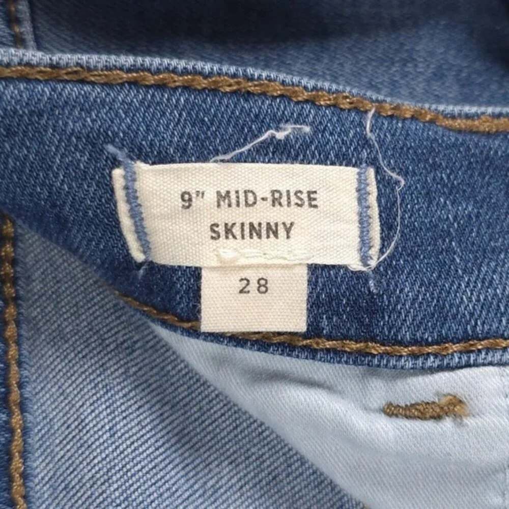 MADEWELL 9” MID‎ RISE SKINNY Jeans Size 28